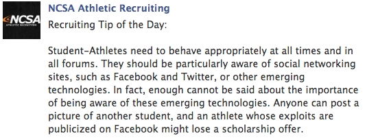 ncsa college recruiting tip - social media